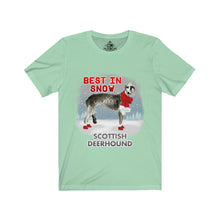 Load image into Gallery viewer, Scottish Deerhound Best In Snow Unisex Jersey Short Sleeve Tee