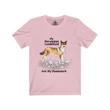 Load image into Gallery viewer, My Norwegian Lundehund Ate My Homework Unisex Jersey Short Sleeve Tee
