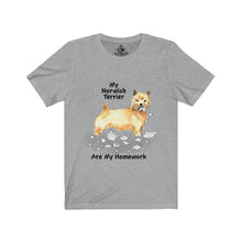 Load image into Gallery viewer, My Norwich Terrier Ate My Homework Unisex Jersey Short Sleeve Tee