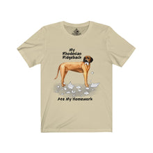 Load image into Gallery viewer, My Rhodesian Ridgeback Ate My Homework Unisex Jersey Short Sleeve Tee
