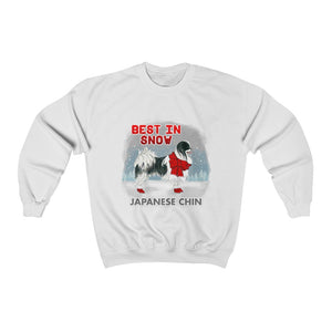 Japanese Chin In Snow Heavy Blend™ Crewneck Sweatshirt