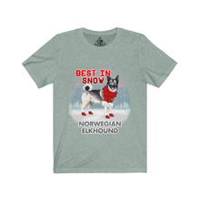 Load image into Gallery viewer, Norwegian Elkhound Best In Snow Unisex Jersey Short Sleeve Tee
