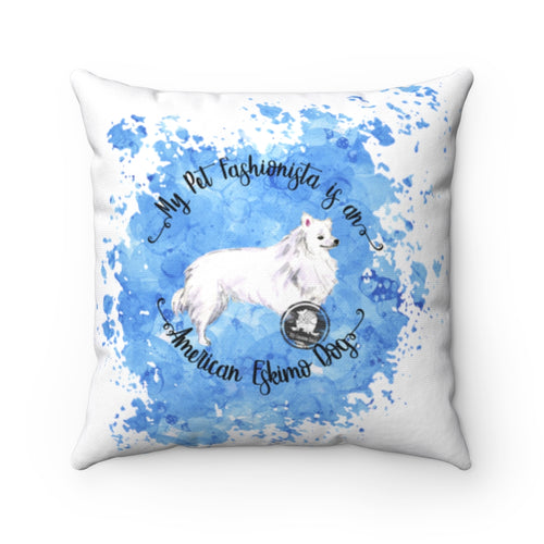 American Eskimo Dog Pet Fashionista Square Pillow
