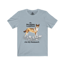 Load image into Gallery viewer, My Norwegian Lundehund Ate My Homework Unisex Jersey Short Sleeve Tee