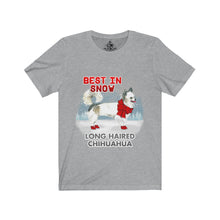 Load image into Gallery viewer, Long Haired Chihuahua Best In Snow Unisex Jersey Short Sleeve Tee