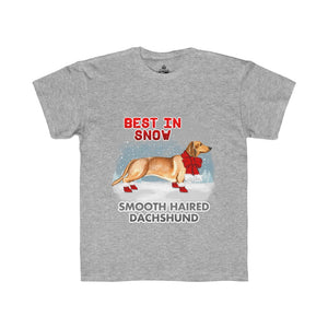 Smooth Haired Dachshund Best In Snow Kids Regular Fit Tee