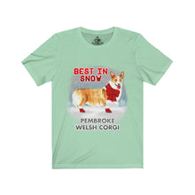 Load image into Gallery viewer, Pembroke Welsh Corgi Best In Snow Unisex Jersey Short Sleeve Tee