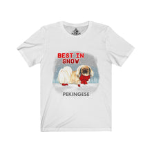 Load image into Gallery viewer, Pekingese Best In Snow Unisex Jersey Short Sleeve Tee
