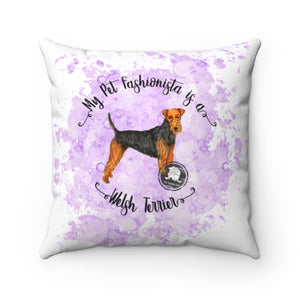 Welsh Terrier Pet Fashionista Square Pillow