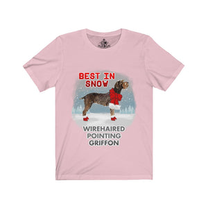 Wirehaired Pointing Griffon In Snow Unisex Jersey Short Sleeve Tee