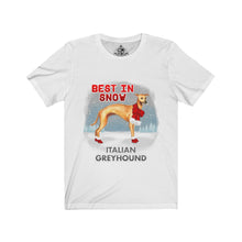 Load image into Gallery viewer, Italian Greyhound Best In Snow Unisex Jersey Short Sleeve Tee