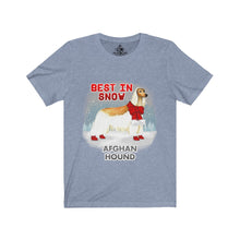 Load image into Gallery viewer, Afghan Hound Best In Snow Unisex Jersey Short Sleeve Tee