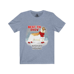 Afghan Hound Best In Snow Unisex Jersey Short Sleeve Tee