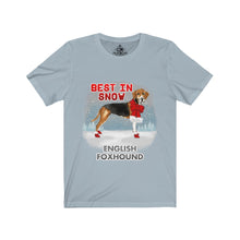 Load image into Gallery viewer, English Foxhound Best In Snow Unisex Jersey Short Sleeve Tee