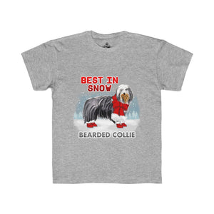 Bearded Collie Best In Snow Kids Regular Fit Tee
