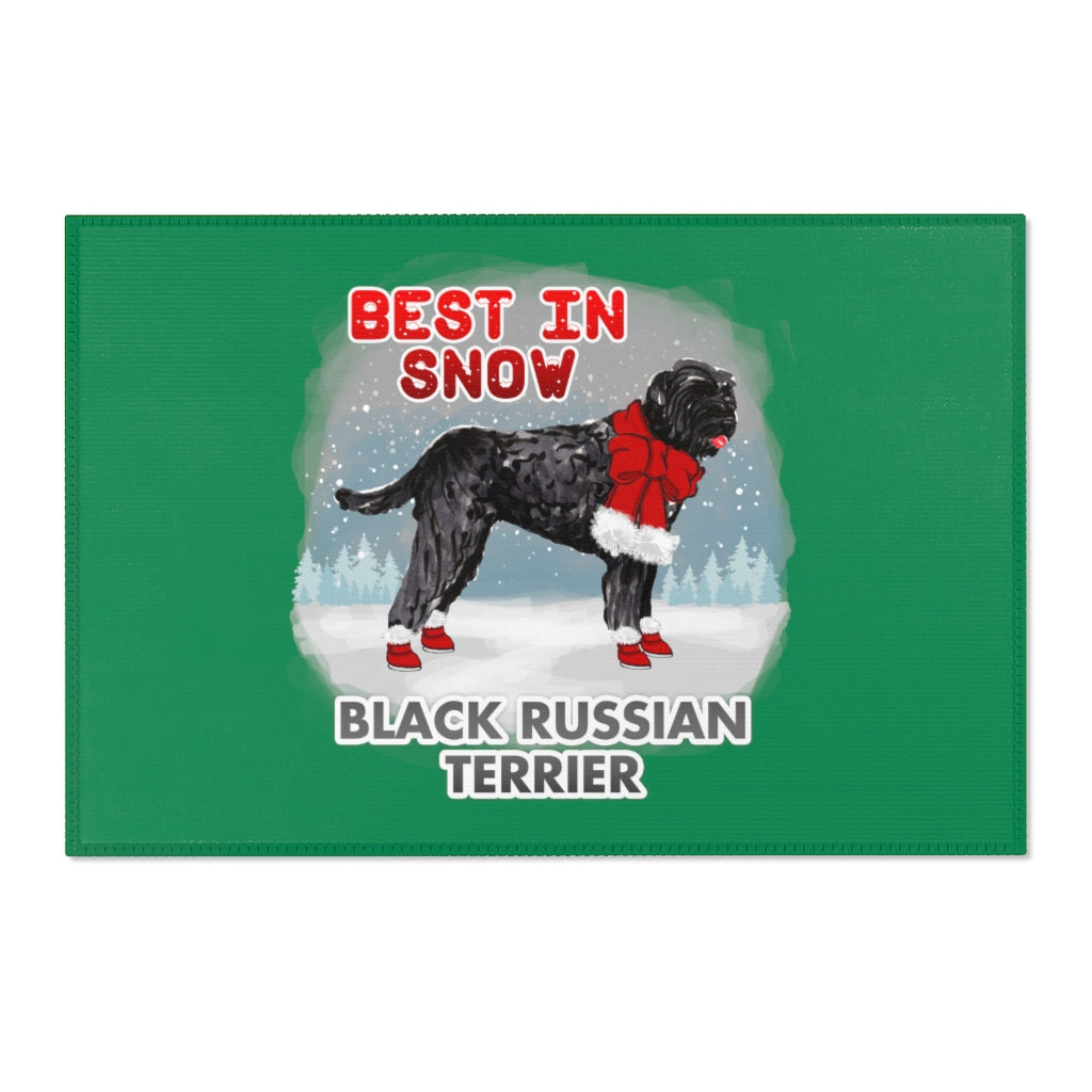 Black Russian Terrier Best In Snow Area Rug