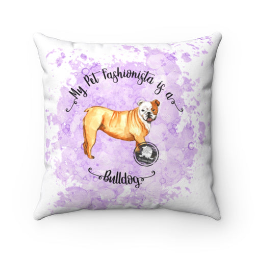 Bulldog Pet Fashionista Square Pillow
