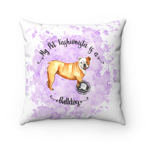 Bulldog Pet Fashionista Square Pillow
