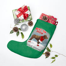 Load image into Gallery viewer, Field Spaniel Best In Snow Christmas Stockings
