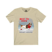 Load image into Gallery viewer, Basset Hound Best In Snow Unisex Jersey Short Sleeve Tee