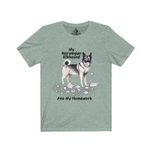 Load image into Gallery viewer, My Norwegian Elkhound Ate My Homework Unisex Jersey Short Sleeve Tee