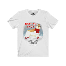 Load image into Gallery viewer, Afghan Hound Best In Snow Unisex Jersey Short Sleeve Tee