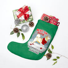 Load image into Gallery viewer, Norwegian Buhund Best In Snow Christmas Stockings