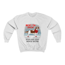 Load image into Gallery viewer, Irish Red and White Setter In Snow Heavy Blend™ Crewneck Sweatshirt