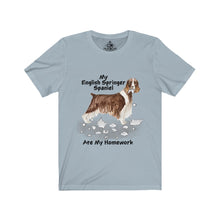 Load image into Gallery viewer, My English Springer Spaniel Ate My Homework Unisex Jersey Short Sleeve Tee