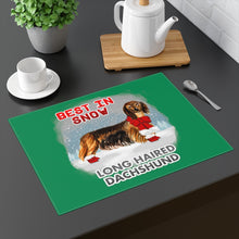 Load image into Gallery viewer, Long Haired Dachshund Best In Snow Placemat