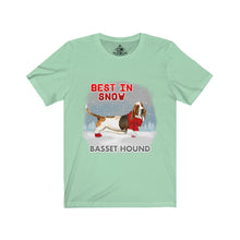 Load image into Gallery viewer, Basset Hound Best In Snow Unisex Jersey Short Sleeve Tee