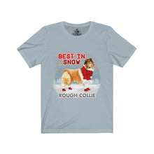 Load image into Gallery viewer, Rough Collie Best In Snow Unisex Jersey Short Sleeve Tee