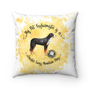 Greater Swiss Mountain Dog Pet Fashionista Square Pillow