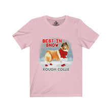 Load image into Gallery viewer, Rough Collie Best In Snow Unisex Jersey Short Sleeve Tee