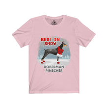 Load image into Gallery viewer, Doberman Pinscher Best In Snow Unisex Jersey Short Sleeve Tee