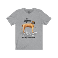 Load image into Gallery viewer, My Rhodesian Ridgeback Ate My Homework Unisex Jersey Short Sleeve Tee