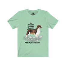 Load image into Gallery viewer, My English Cocker Spaniel Ate My Homework Unisex Jersey Short Sleeve Tee