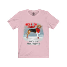 Load image into Gallery viewer, English Foxhound Best In Snow Unisex Jersey Short Sleeve Tee