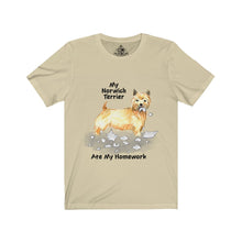 Load image into Gallery viewer, My Norwich Terrier Ate My Homework Unisex Jersey Short Sleeve Tee