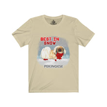 Load image into Gallery viewer, Pekingese Best In Snow Unisex Jersey Short Sleeve Tee