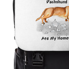 Load image into Gallery viewer, My Smooth Haired Dachschund Ate My Homework Backpack