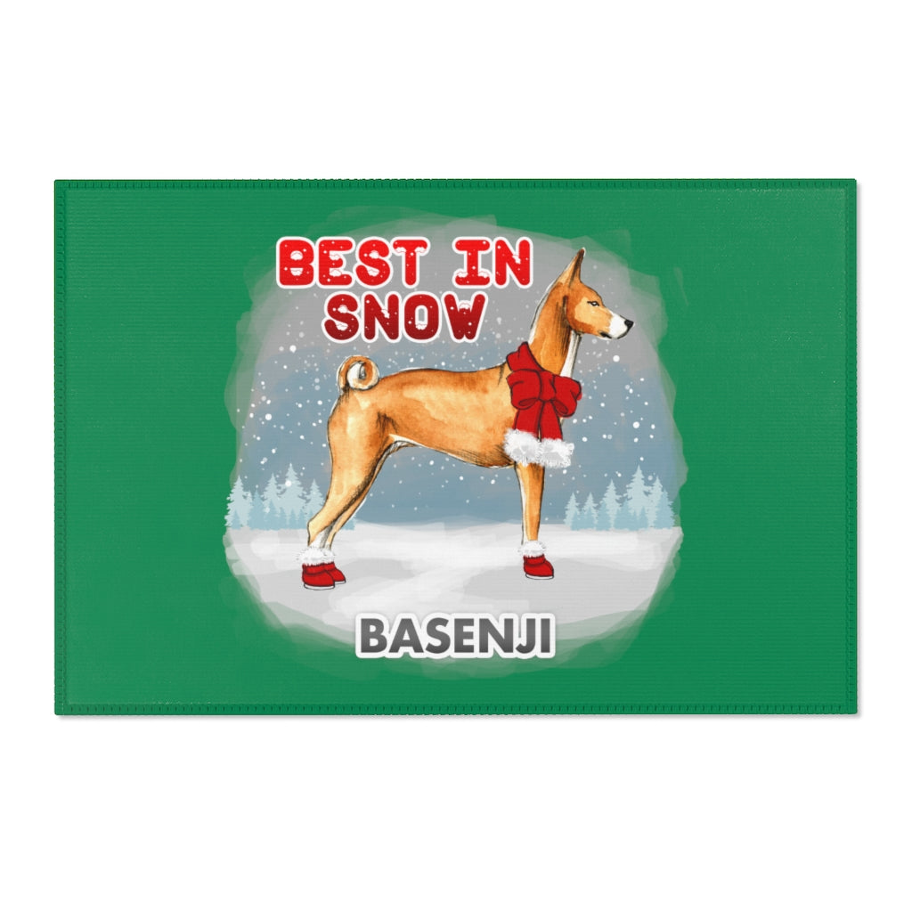 Basenji Best In Snow Area Rug