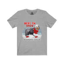 Load image into Gallery viewer, Bearded Collie Best In Snow Unisex Jersey Short Sleeve Tee