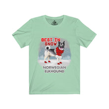 Load image into Gallery viewer, Norwegian Elkhound Best In Snow Unisex Jersey Short Sleeve Tee