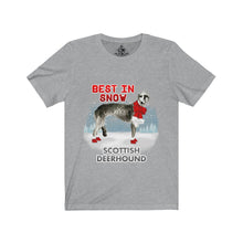 Load image into Gallery viewer, Scottish Deerhound Best In Snow Unisex Jersey Short Sleeve Tee