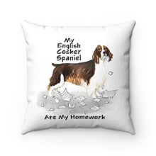Load image into Gallery viewer, My English Cocker Spaniel Ate My Homework Square Pillow