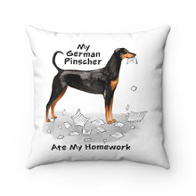 Load image into Gallery viewer, My German Pinscher Ate My Homework Square Pillow