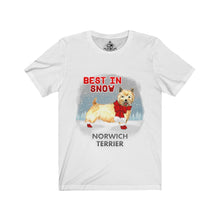 Load image into Gallery viewer, Norwich Terrier Best In Snow Unisex Jersey Short Sleeve Tee