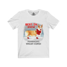 Load image into Gallery viewer, Pembroke Welsh Corgi Best In Snow Unisex Jersey Short Sleeve Tee