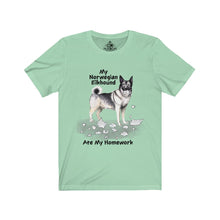 Load image into Gallery viewer, My Norwegian Elkhound Ate My Homework Unisex Jersey Short Sleeve Tee